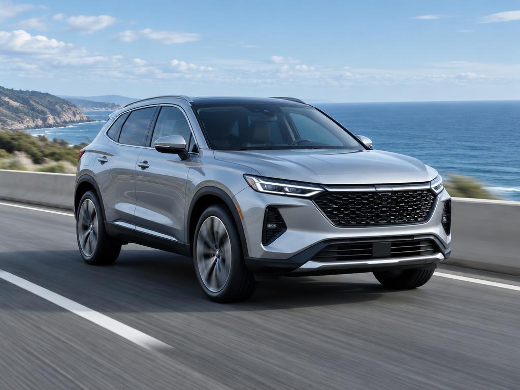 Silver SUV on an open coastal road